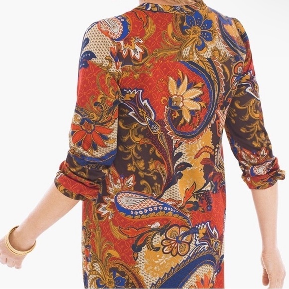 Chico's Vintage Paisley Peasant Blouse Tunic Top Size 2 / Medium/Us 12‎ - Picture 2 of 11